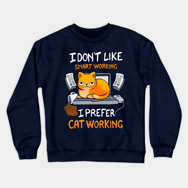 Cat Working Crewneck Sweatshirt by Vallina84